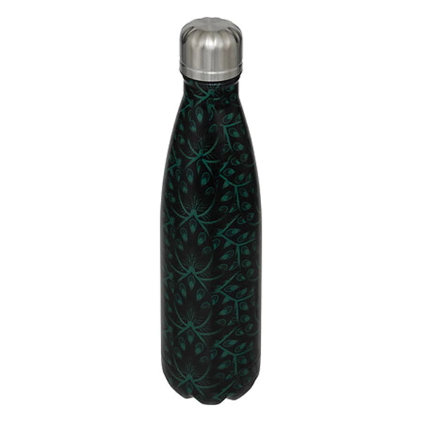 Black & Green Petals Water Bottle, Aluminium, 500ml