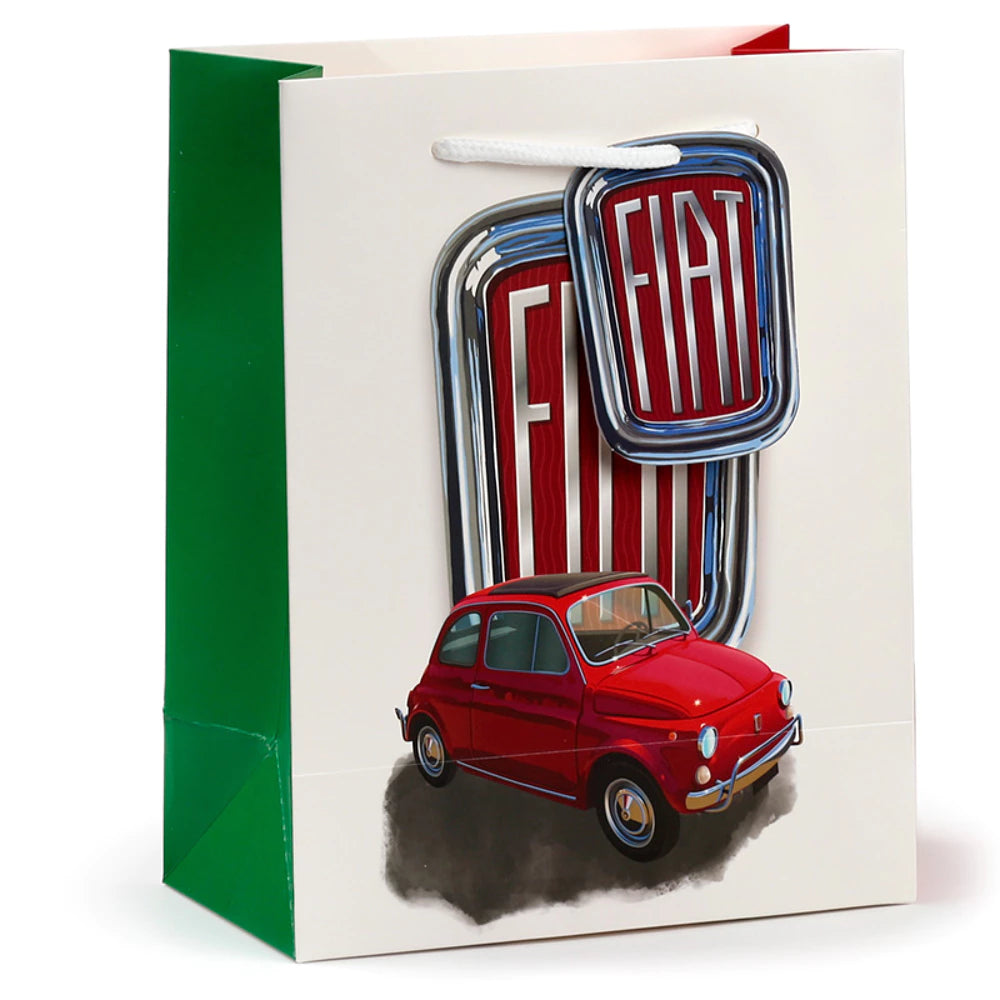 Fiat 500 Retro Red and White Car Gift Bag
