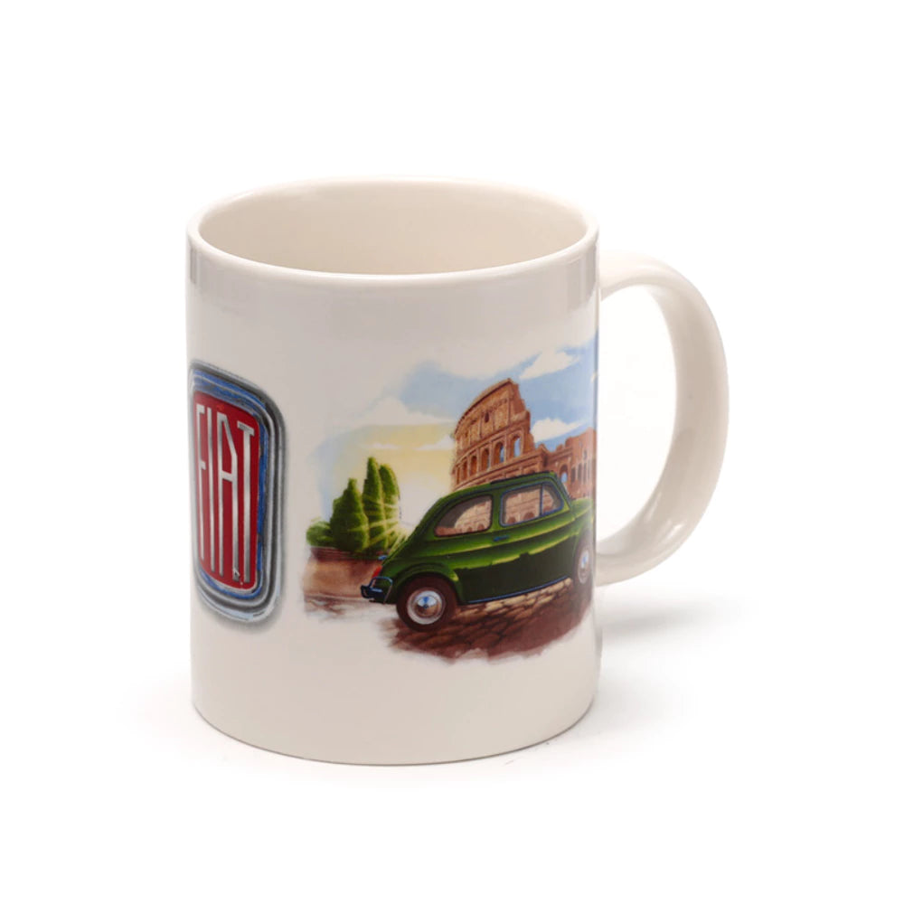 Porcelain Mug Car Fiat 500 Roma and Riviera
