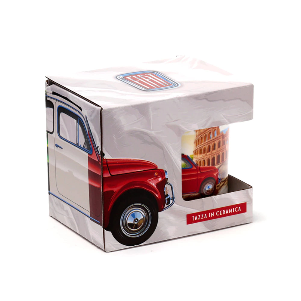 Porcelain Mug Car Fiat 500 Roma and Riviera