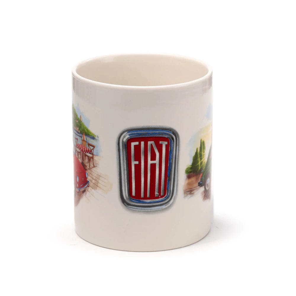 Porcelain Mug Car Fiat 500 Roma and Riviera