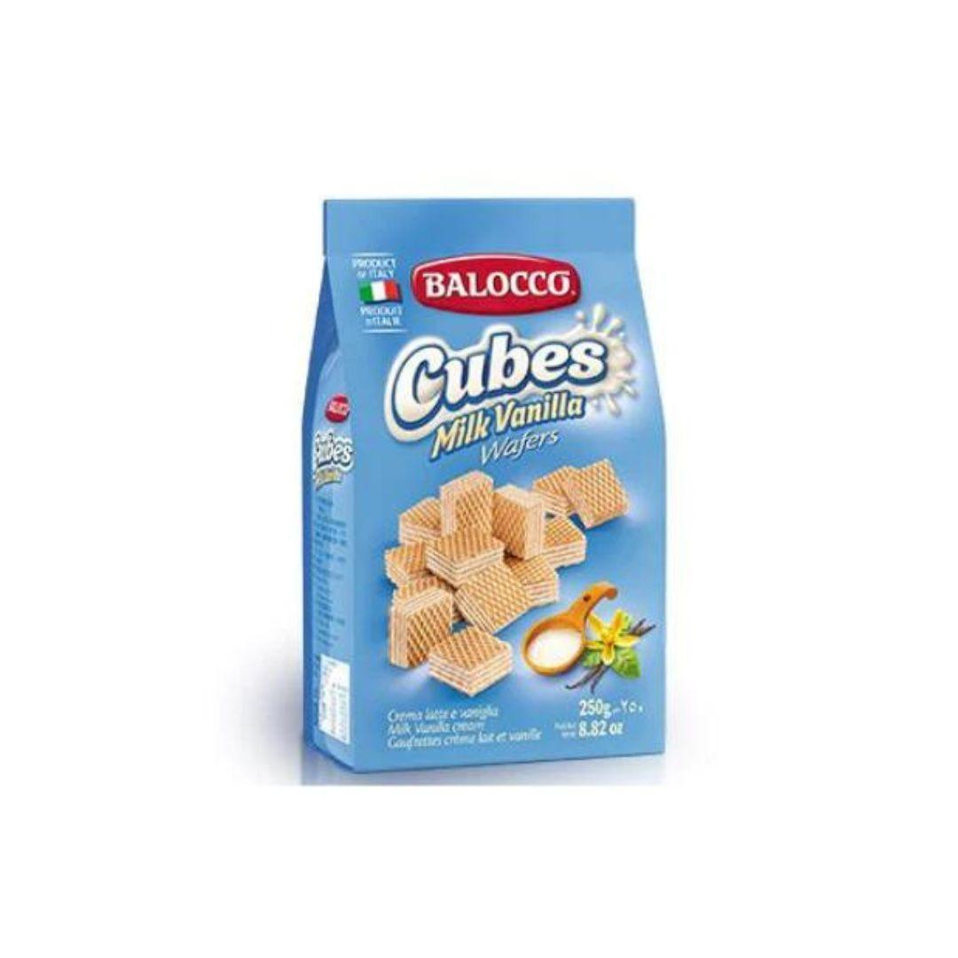 Balocco Milk Vanilla Mini Cubes Wafers, 250g (Best Before 31-07-2025) - Caffe' Buongiorno Store