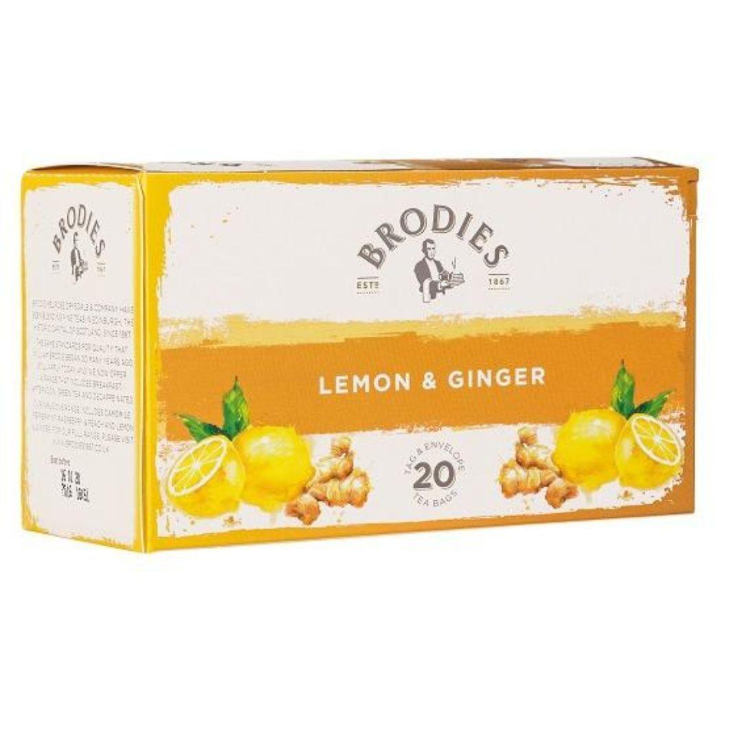 Brodies Lemon & Ginger Tea, 20 Teabags (Best Before 21-09-2026) - Caffe' Buongiorno Store