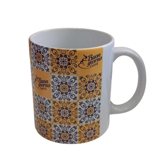 Buongiorno Tea/Coffee Mugs (Single) - Yellow Tile Pattern - Buongiorno Caffe' & More