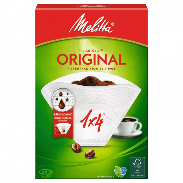Melitta filter bags white 1x4, pack of 80 (Best Before 29-12-2030) - Caffe' Buongiorno Store