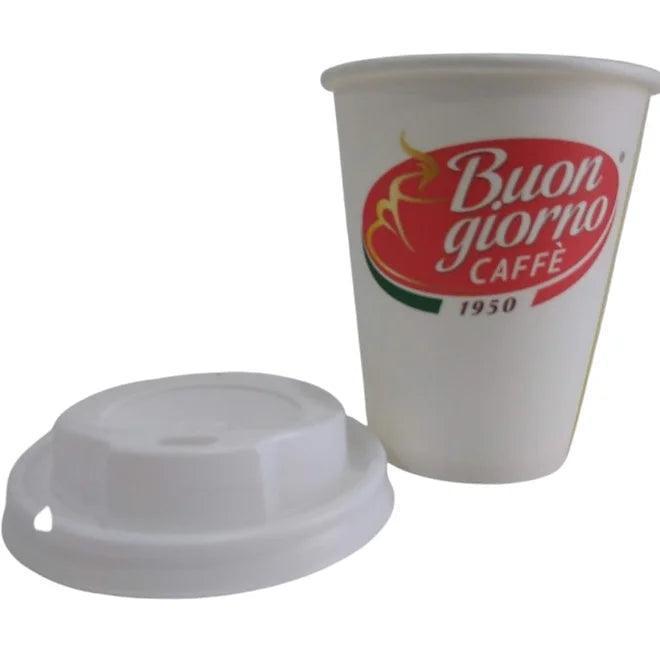 Pack of 100 Latte Size Paper Cups (16oz/45ck), Branded Buongiorno (Best Before 29-12-2030) - Caffe' Buongiorno Store