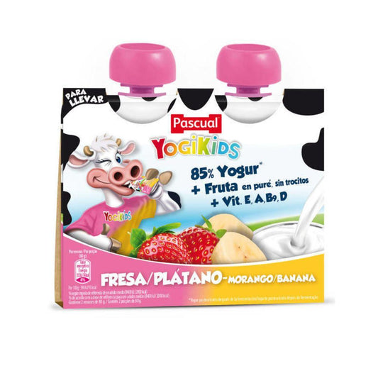 Pascual Yogikids Yogurt Drink, Strawberry & Banana, 2x80g - Buongiorno Caffe' & More