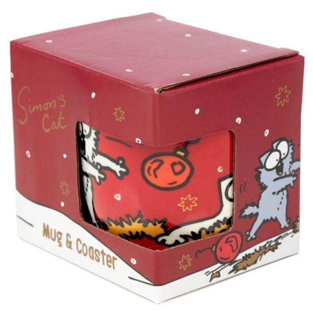 Simon's Cat Christmas Porcelain Mug & Coaster Set (Best Before 29-12-2030) - Caffe' Buongiorno Store