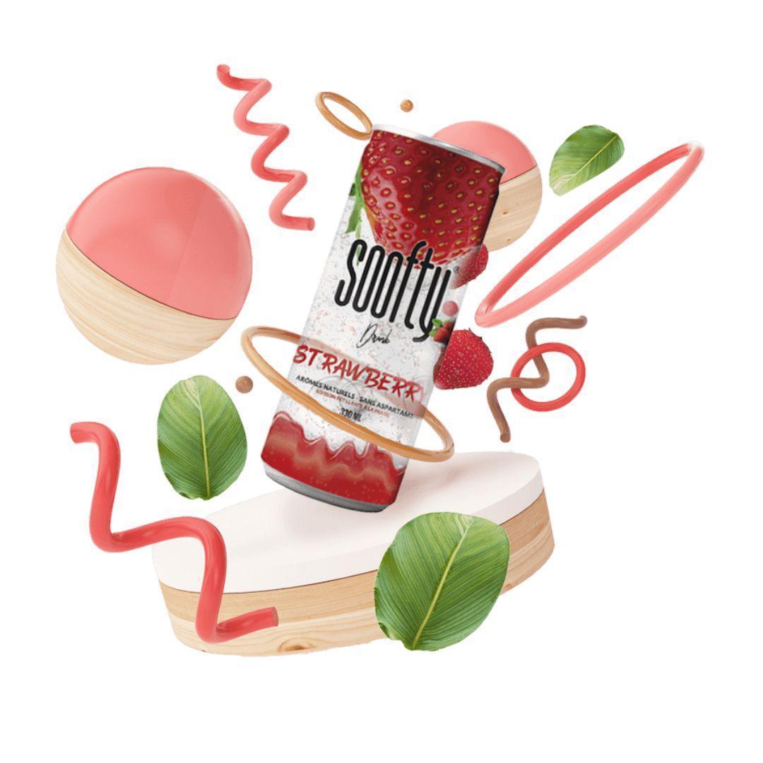 Soofty Sparkling Water, Strawberry Flavour, 330ml - Buongiorno Caffe' & More