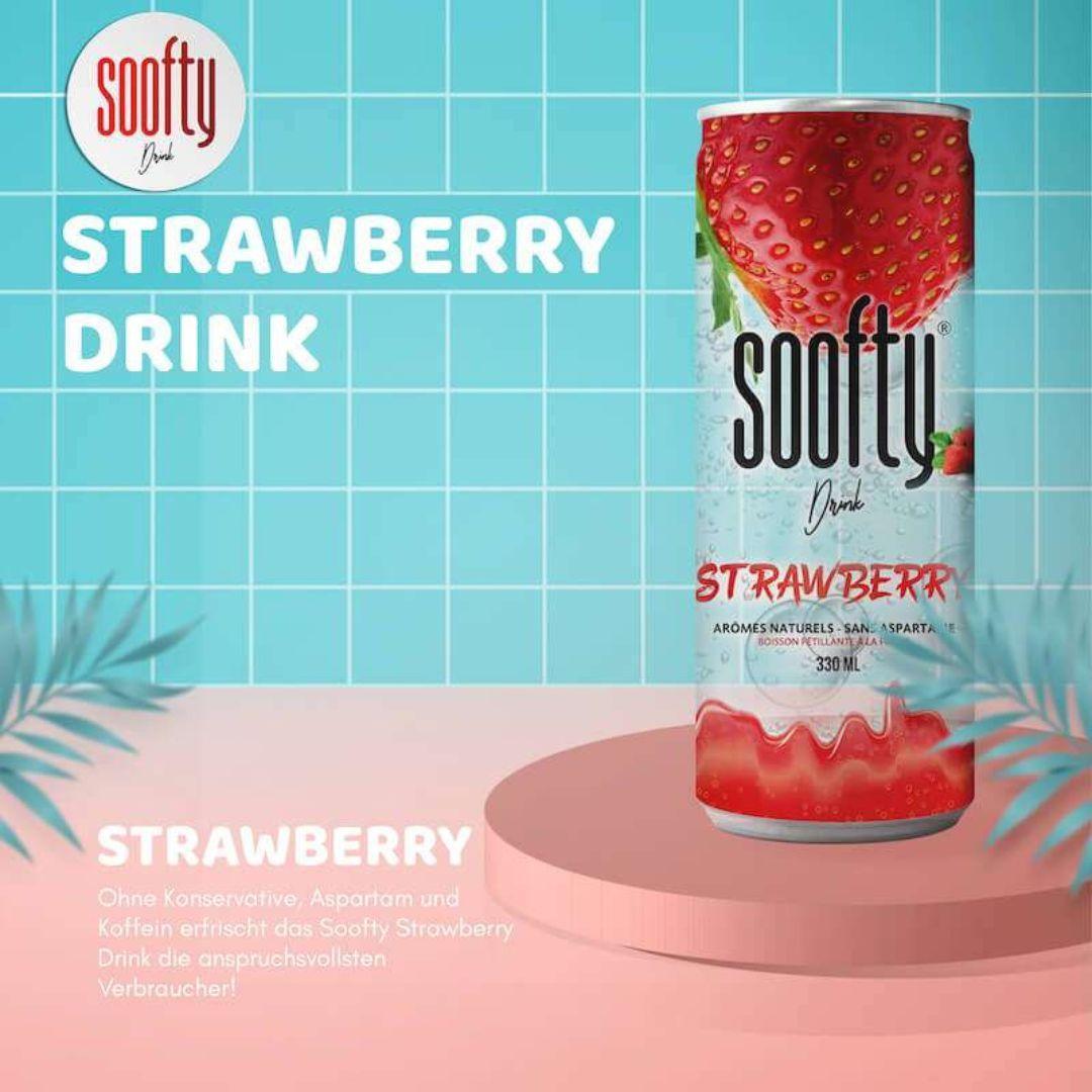 Soofty Sparkling Water, Strawberry Flavour, 330ml - Buongiorno Caffe' & More