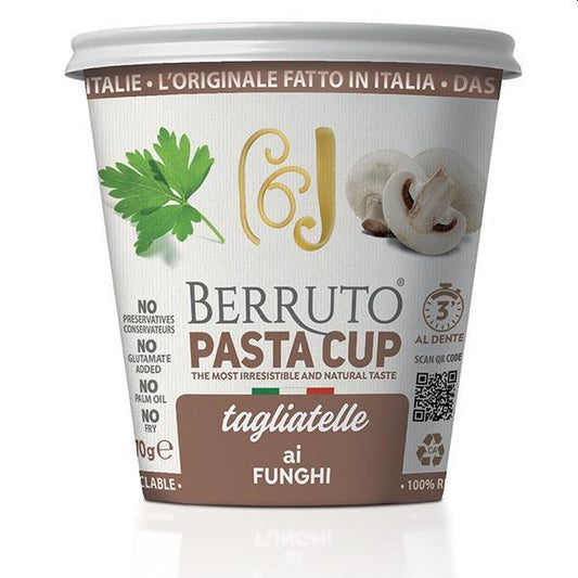 Berruto Pasta Cup, Tagliatelle with Mushroom Sauce, 70g