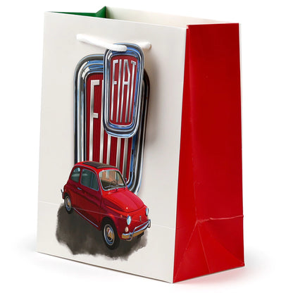 Fiat 500 Retro Red and White Car Gift Bag