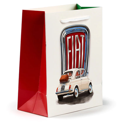 Fiat 500 Retro Red and White Car Gift Bag