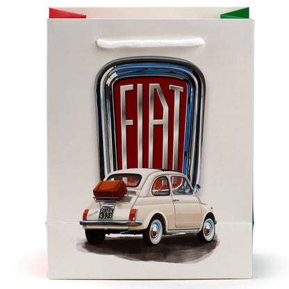 Fiat 500 Retro Red and White Car Gift Bag