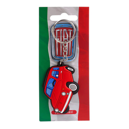 Fiat 500 Red PVC Keychain