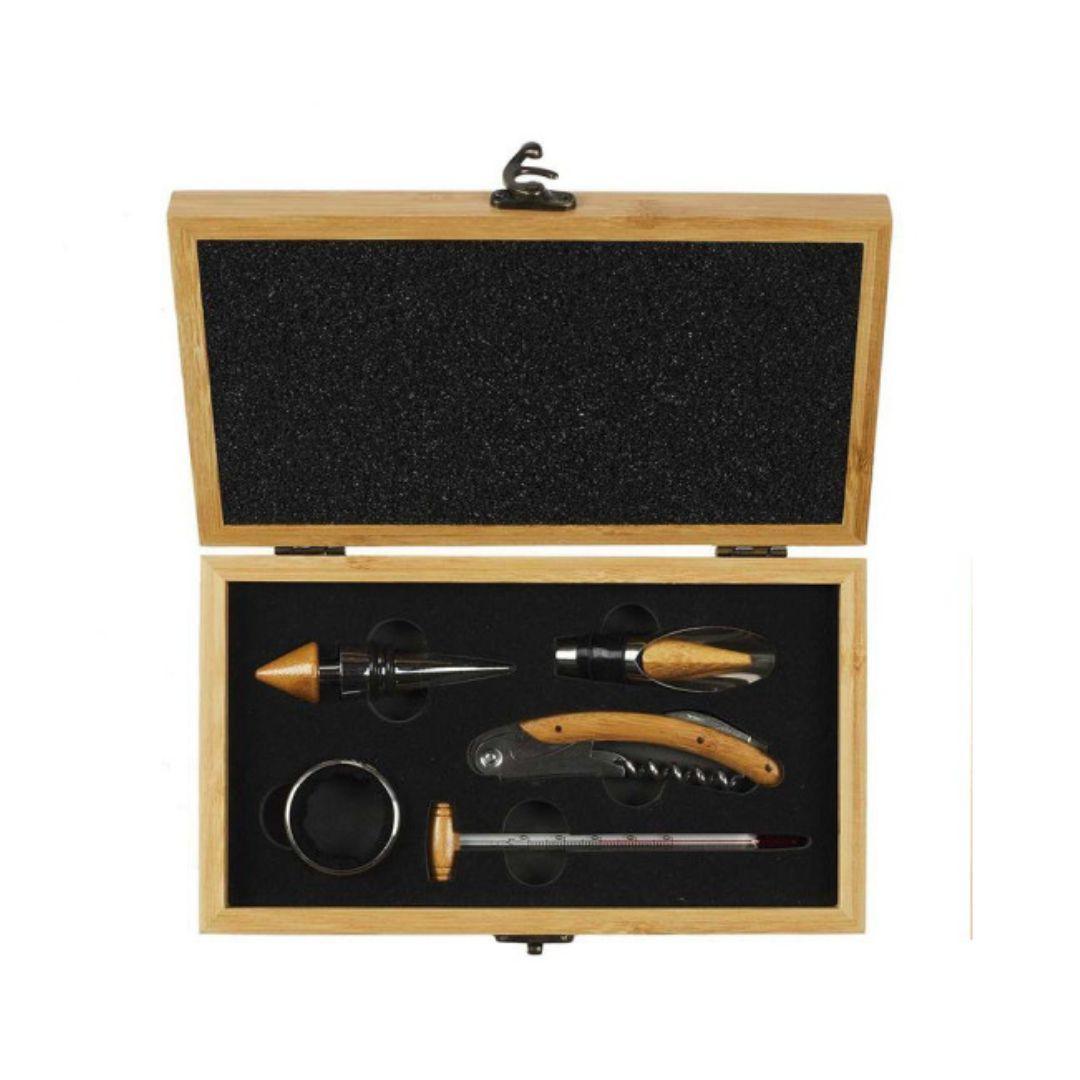 Bamboo Wine Accessory 5 piece Box (Best Before 30-12-2030) - Caffe' Buongiorno Store