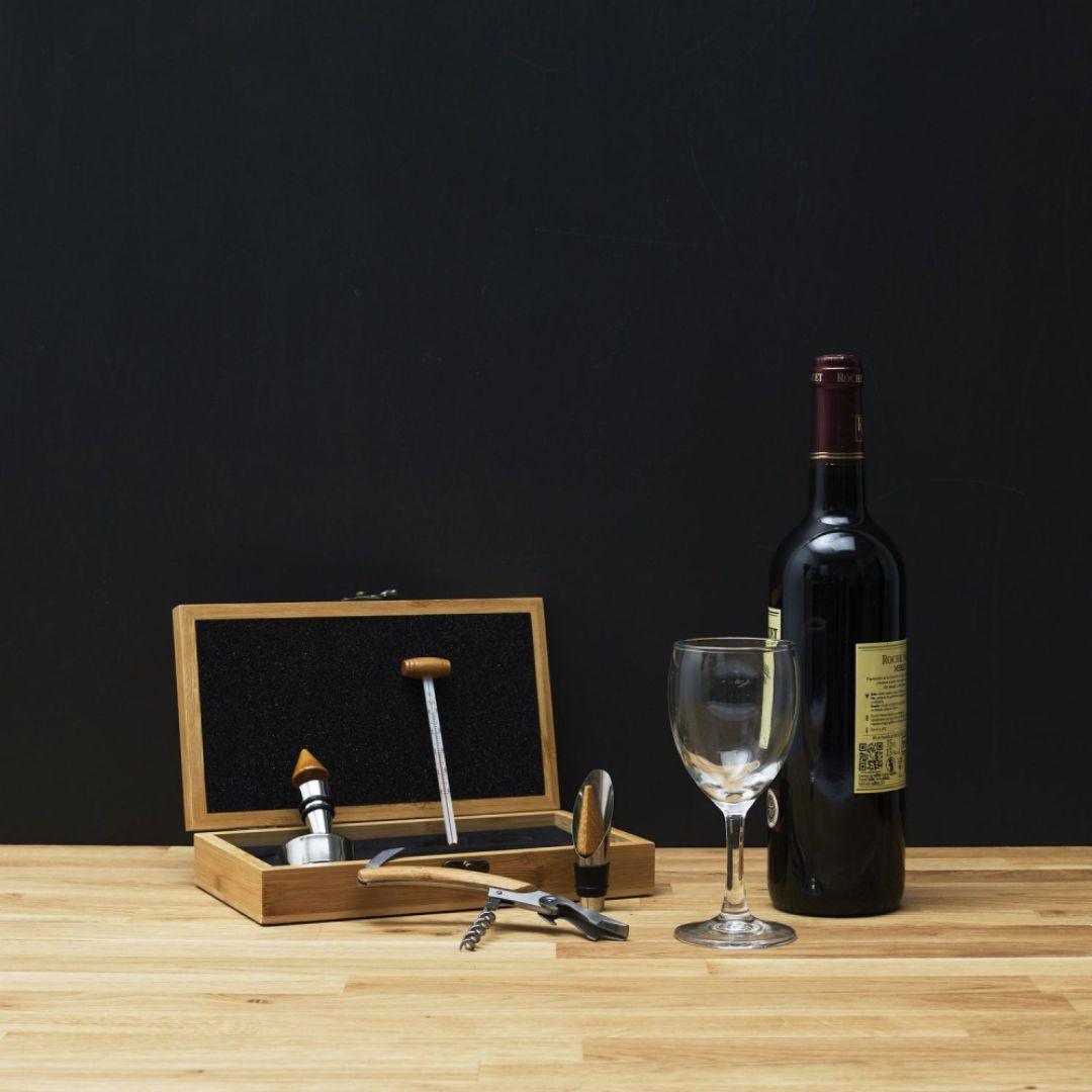 Bamboo Wine Accessory 5 piece Box (Best Before 30-12-2030) - Caffe' Buongiorno Store