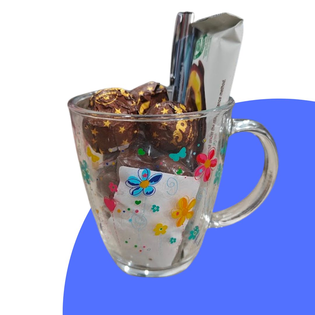 Tea/Coffee Mugs (Single) - filled with Hazelnut chocolates & a Buongiorno pen.
