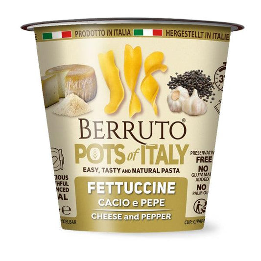 Berruto Pasta Cup, Fettuccine Cheese & Pepper, 70g - Buongiorno Caffe' & More
