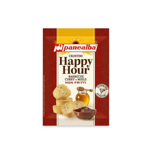 Panealba Happy Hour Crostini with Barbecue, Curry and Honey, 50gr