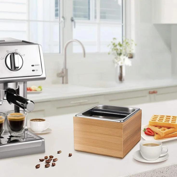 Coffee Knock Box con spazzola, cestino per caffè in acciaio inox Coffee Knock Box con spazzola, cestino per caffè in acciaio inox