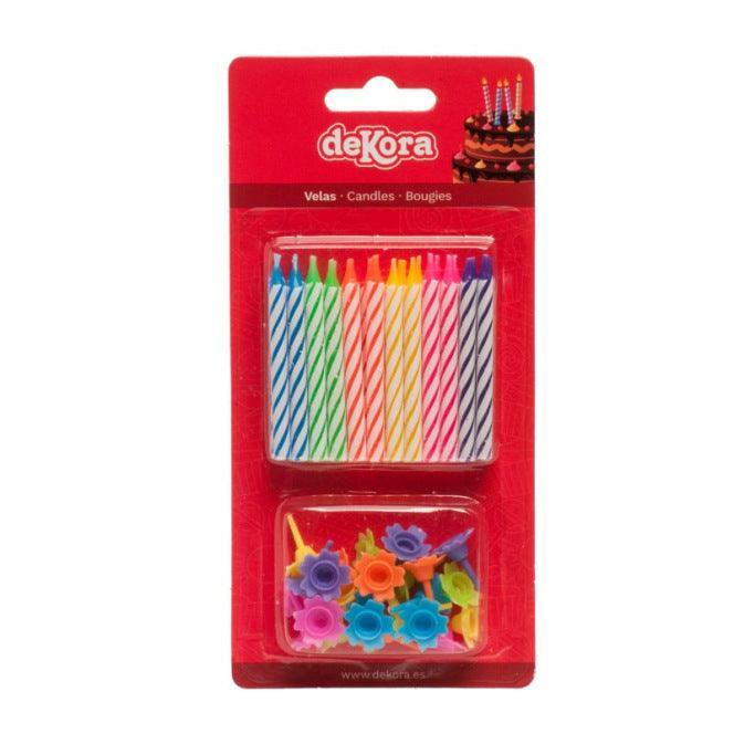 Dekora 24 Colored Birthday Candles (Best Before 29-12-2030) - Caffe' Buongiorno Store