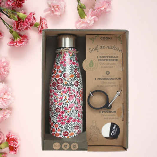 Flowered Isothermal Water Bottle in Gift Box, 50cl