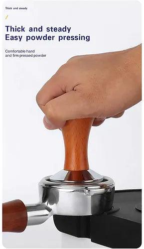 Espresso Coffee Press / Temper with chromed wooden handle and flat base -51mm, 53mm or 58mm, - Buongiorno Caffe' & More