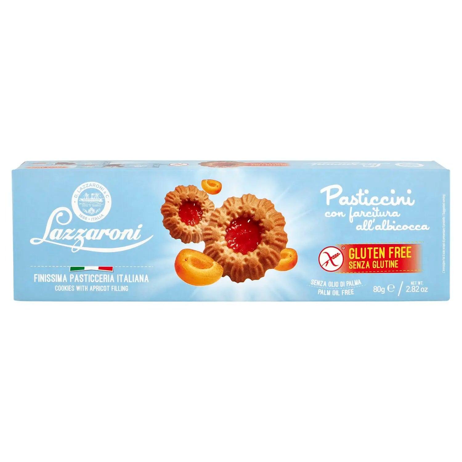 LAZZARONI Cookies with Apricot Filling, Gluten Free, 80g - Buongiorno Caffe' & More
