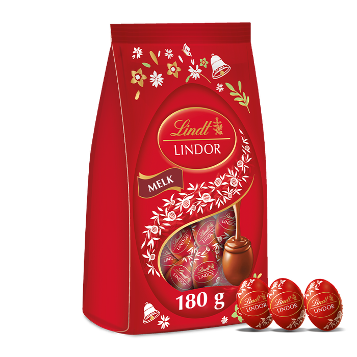 Lindt LINDOR Easter Eggs Milk Bag, 180g