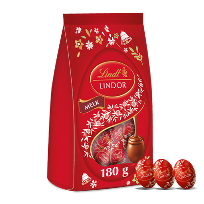 Lindt LINDOR Easter Eggs Milk Bag, 180g