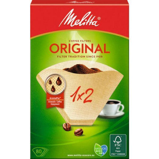Melitta filter bag brown 1x2, pack of 80 (Best Before 29-12-2030) - Caffe' Buongiorno Store