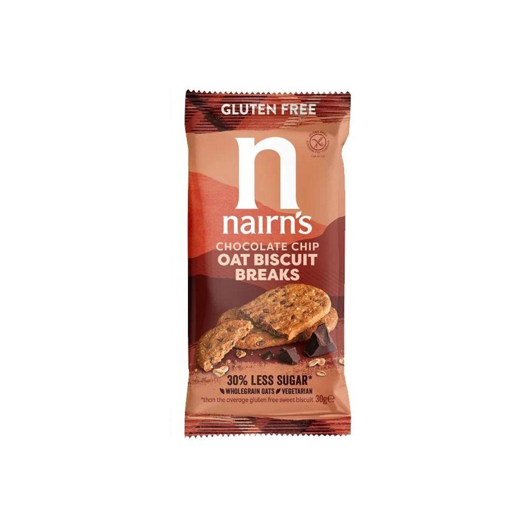 Nairn's Gluten Free Chocolate Chip 3 Pack Oat Biscuit Breaks, 30g - Buongiorno Caffe' & More