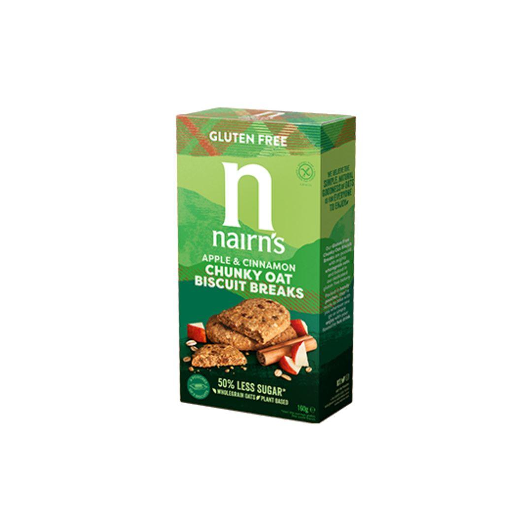 Nairns Apple & Cinnamon Chunky Oat Biscuit Breaks, Gluten Free, 160g - Buongiorno Caffe' & More