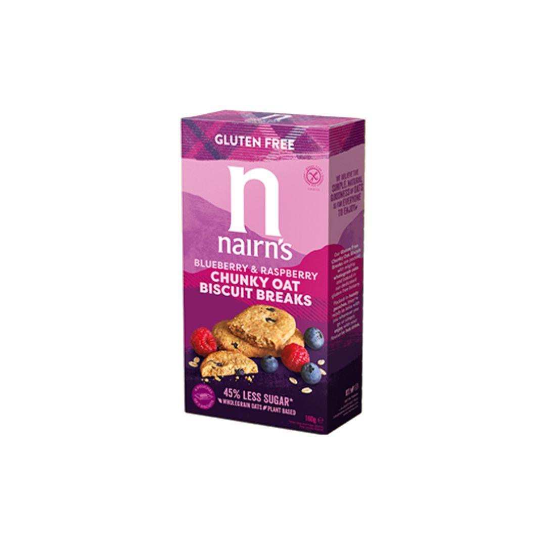 Nairns Blueberry & Raspberry Chunky Oat Biscuit Breaks, Gluten Free, 160g - Buongiorno Caffe' & More
