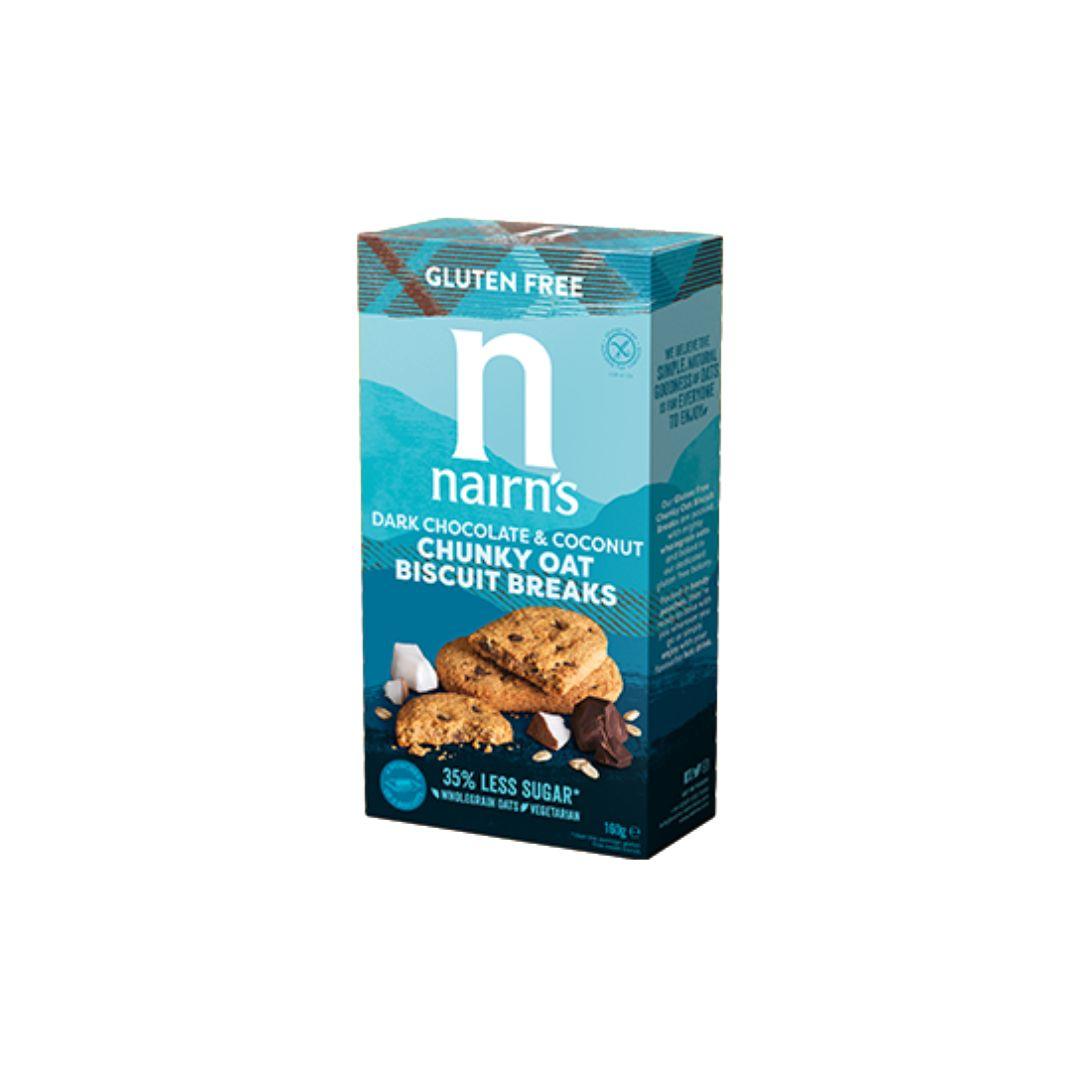 Nairns Dark Chocolate & Coconut Chunky Oat Biscuit Breaks, Gluten Free, 160g - Buongiorno Caffe' & More