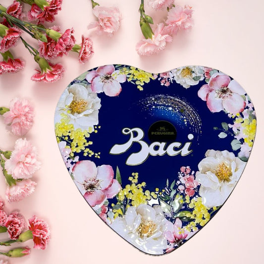 Baci Perugina Metal Heart Tin Box with flowers, Mother's Day Edition, 150g