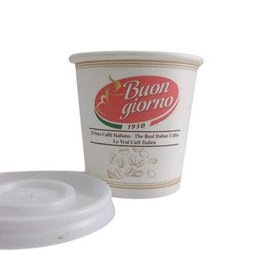 Pack of 100 Espresso Size Paper Cups (4oz/8cl/20ml), Branded Buongiorno - Buongiorno Caffe' & More