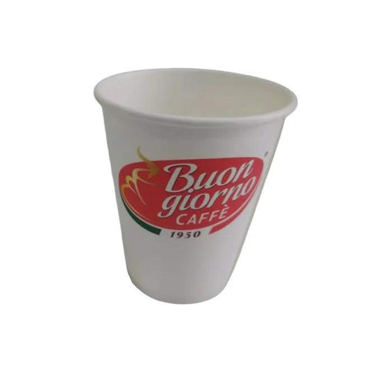 Pack of 100 Latte Size Paper Cups (16oz/45ck), Branded Buongiorno (Best Before 29-12-2030) - Caffe' Buongiorno Store
