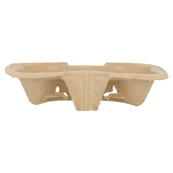 PAPER CUP TRAY/HOLDER FOR 2 CUPS, 21x10.5CM NATURAL CARDBOARD (100 UNITS) - Buongiorno Caffe' & More