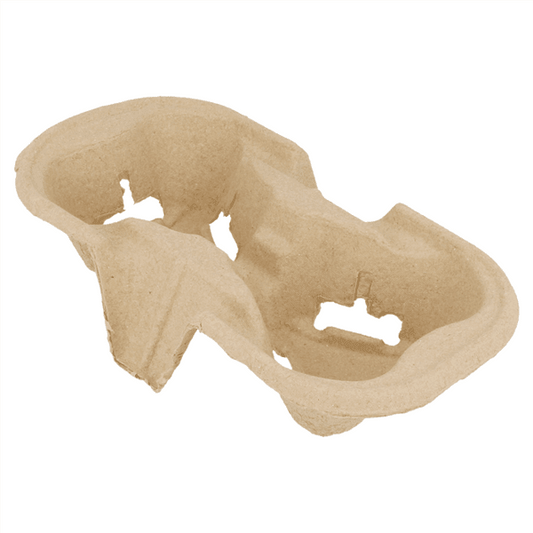 PAPER CUP TRAY/HOLDER FOR 2 CUPS,  21x10.5CM NATURAL CARDBOARD (100 UNITS)