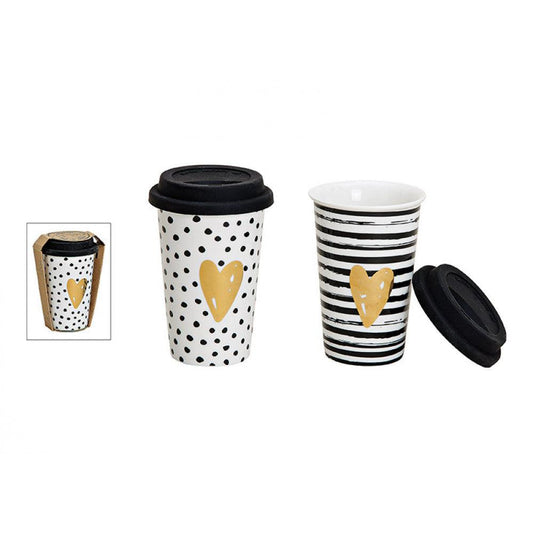 Porcelain Travel Cup with Heart - Buongiorno Caffe' & More