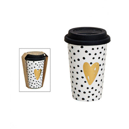 Porcelain Travel Cup with Hearts - Caffe' Buongiorno Store
