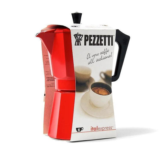 Red Pezzetti Moka Pot - 3 or 6 Cups (Best Before 29-12-2030) - Caffe' Buongiorno Store