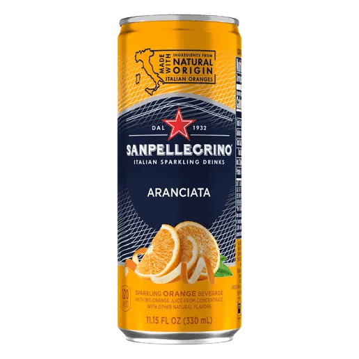 San Pellegrino Orange Fizzy Drink, 33cl - Case of 24 Cans (Best Before 31-08-2025) - Caffe' Buongiorno Store