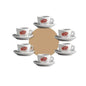 Set of 6 Ceramic Espresso Cups & Saucers, Palermo, White, Branded Buongiorno