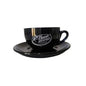 Single Ceramic Cappuccino Cups & Saucers, Palermo, 200cc, Black, Branded Buongiorno
