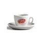 Single Ceramic Espresso Cup & Saucer, Palermo, White, Branded Buongiorno