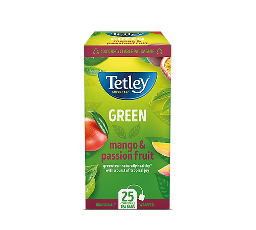 Tetley Green Tea & Mango, 50g , 25 teabags - Buongiorno Caffe' & More