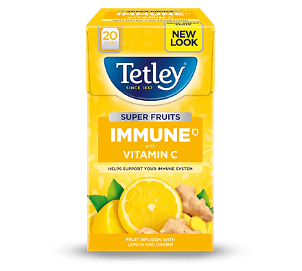 Tetley Super Fruits Immune Lemon & Ginger, 40g, 20pcs - Buongiorno Caffe' & More